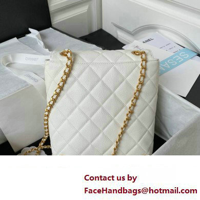 Chanel Grained Calfskin  &  Gold-Tone Metal Chain Backpack Bag AS4490 White 2023